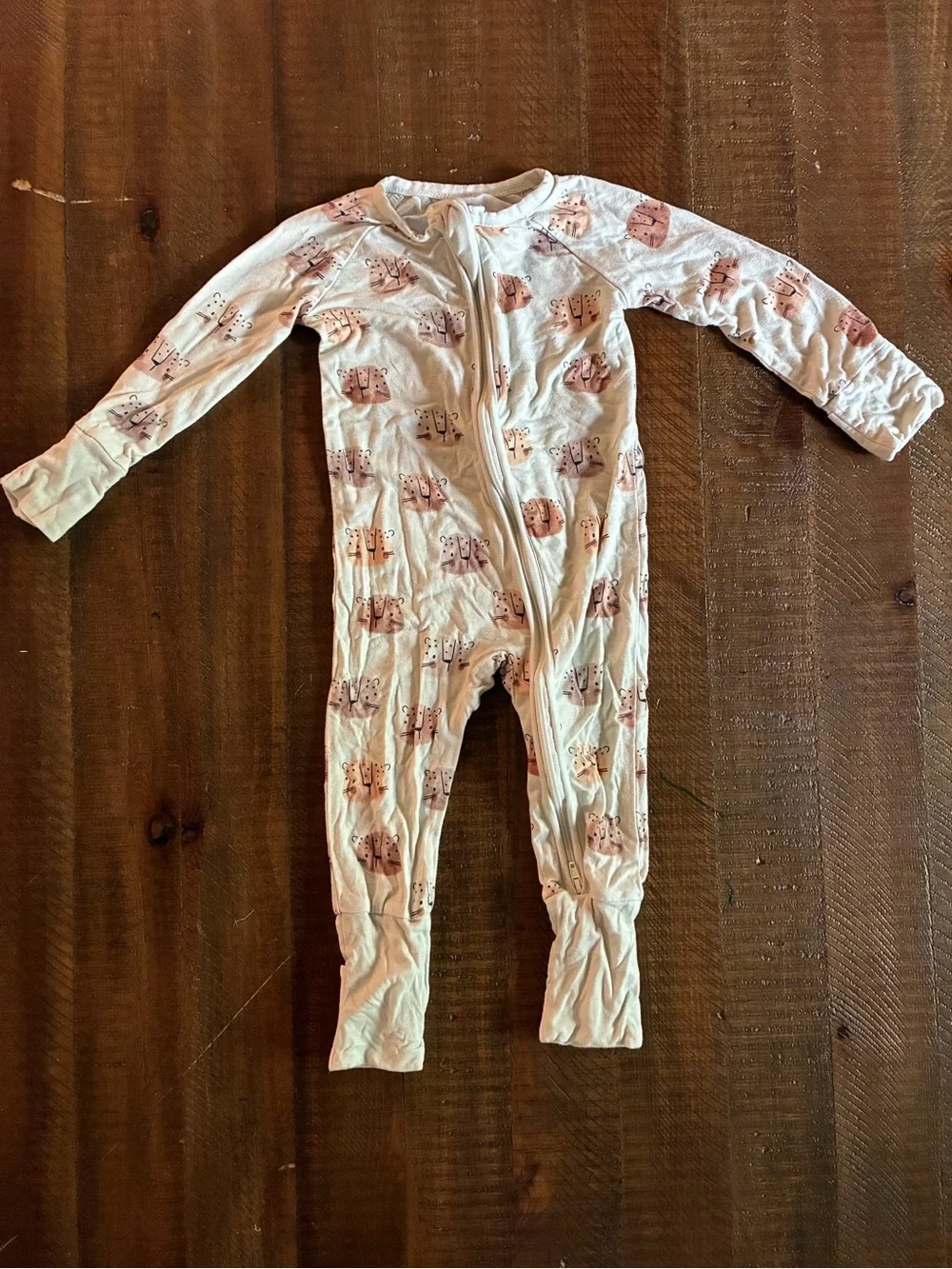 Leopard Animal-Print Baby Bamboo Footie Pajamas with Double Zipper
